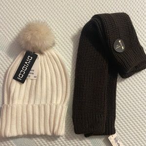 Winter Gear- H&M white beanie and Forever 21 brown leg warmers.